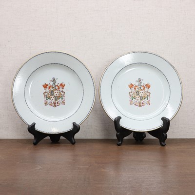 Lot 75 - A pair of Chinese export famille rose armorial plates