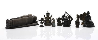 Lot 236 - A group of nine bronze buddha and other deities