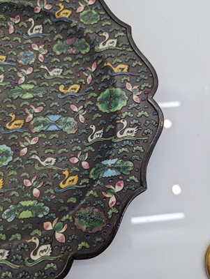 Lot 65 - A Chinese cloisonné plate