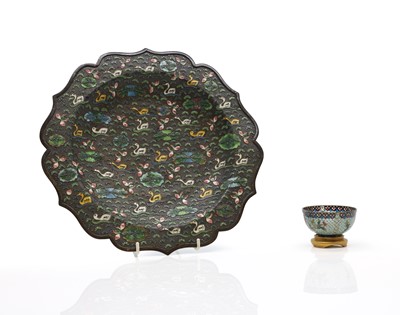 Lot 65 - A Chinese cloisonné plate
