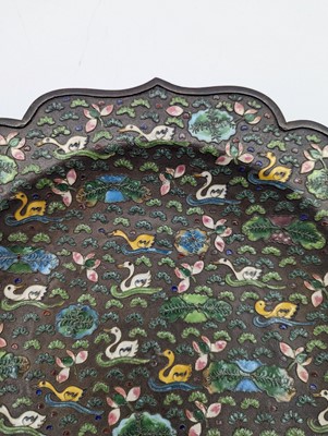 Lot 65 - A Chinese cloisonné plate