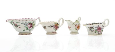 Lot 126 - A group of Bow porcelain sauceboats