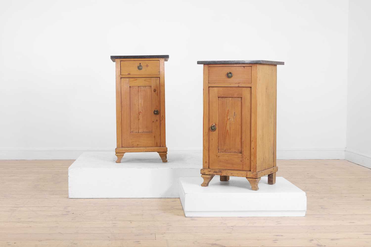 Lot 81 - A pair of pitch pine bedside cabinets