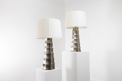 Lot 59 - A pair of modernist metal table lamps