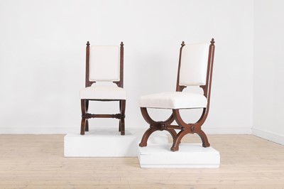Lot 71 - A pair of Victorian oak Gothic Revival side chairs