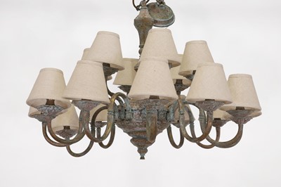 Lot 91 - A patinated copper chandelier
