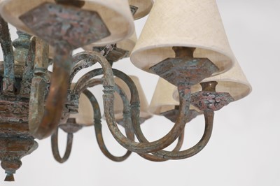 Lot 91 - A patinated copper chandelier