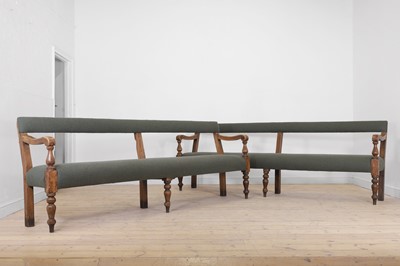 Lot 73 - A pair of long Victorian pine benches