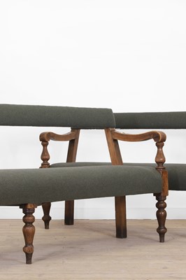 Lot 73 - A pair of long Victorian pine benches