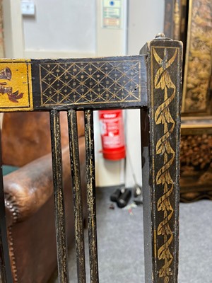 Lot 66 - A pair of George III ebonised and painted wooden side chairs