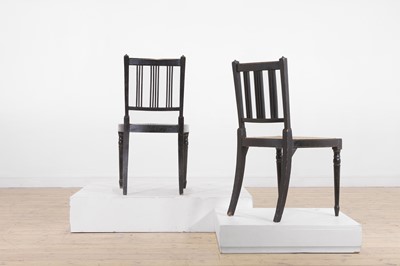 Lot 66 - A pair of George III ebonised and painted wooden side chairs