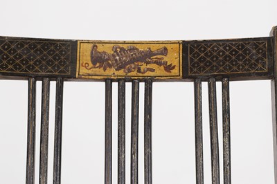Lot 66 - A pair of George III ebonised and painted wooden side chairs
