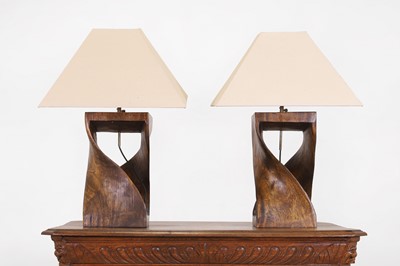 Lot 48 - A pair of wooden table lamps