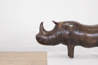 Lot 9 - A leather rhino footstool