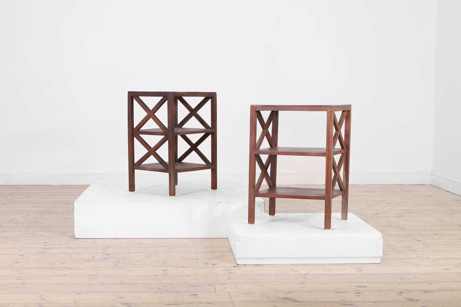 Lot 49 - A pair of stained wooden side tables