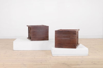 Lot 49 - A pair of stained wooden side tables