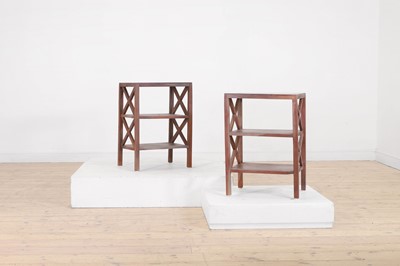Lot 49 - A pair of stained wooden side tables