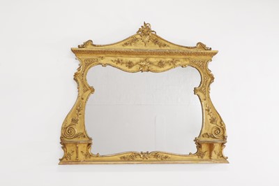 Lot 50 - A George III-style giltwood and gesso overmantel mirror