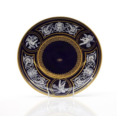 Lot 215 - A Royal Worcester porcelain 'Limoges enamel' cabinet plate