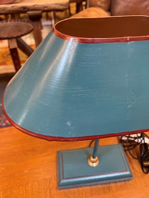 Lot 10 - A pair of Art Deco style toleware table lamps by OKA