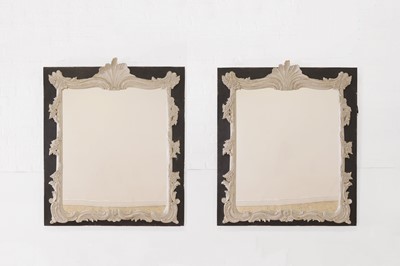Lot 45 - A pair of painted wooden wall mirrors