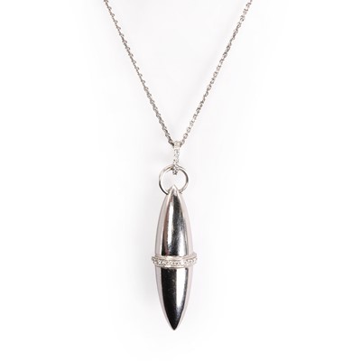Lot 227 - An 18ct white gold diamond 'Velocity' pendant, by Boodles