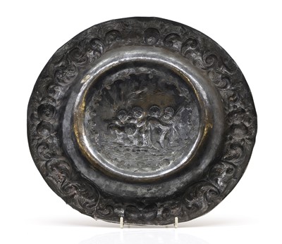 Lot 24 - A large embossed silver plaque