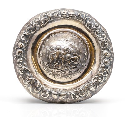 Lot 24 - A large embossed silver plaque
