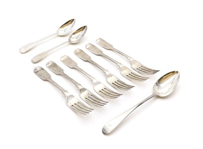 Lot 77 - A set of six William IV silver table forks