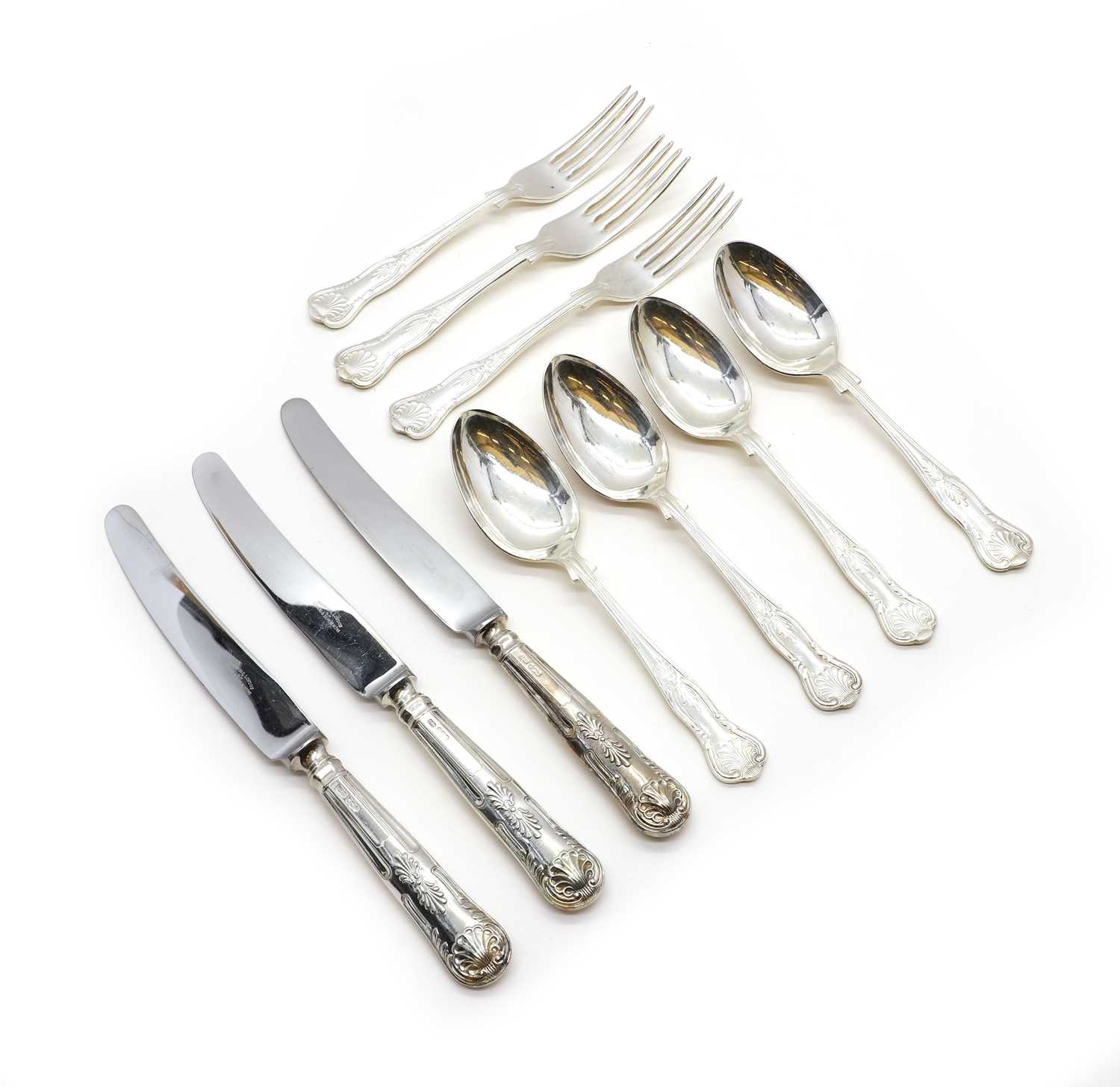 Lot 53 - A silver Queens pattern table service