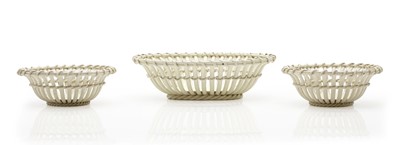 Lot 183 - A pair of Wedgwood pottery creamware baskets