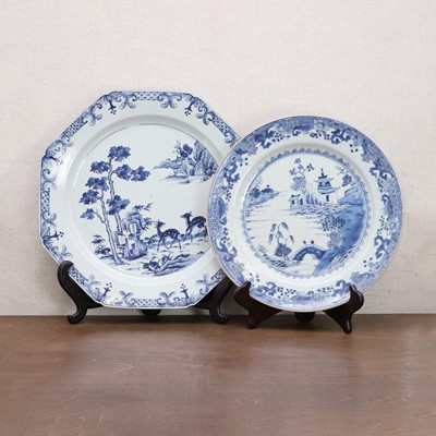 Lot 51 - Two Chinese blue and white chargers