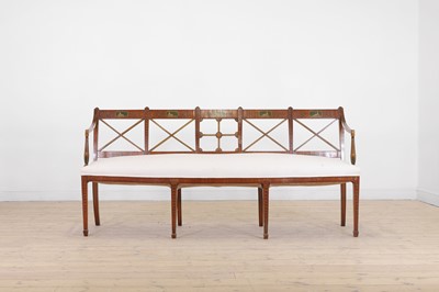 Lot 171 - A George III-style painted satinwood settee