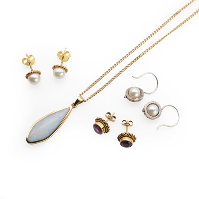 Lot 416 - A group of gold and silver jewellery