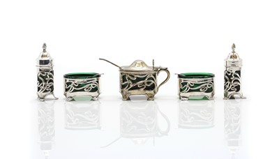 Lot 23 - An Art Nouveau silver cruet set