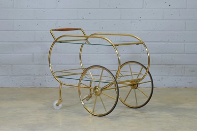 Lot 444 - A Swedish brass drinks trolley