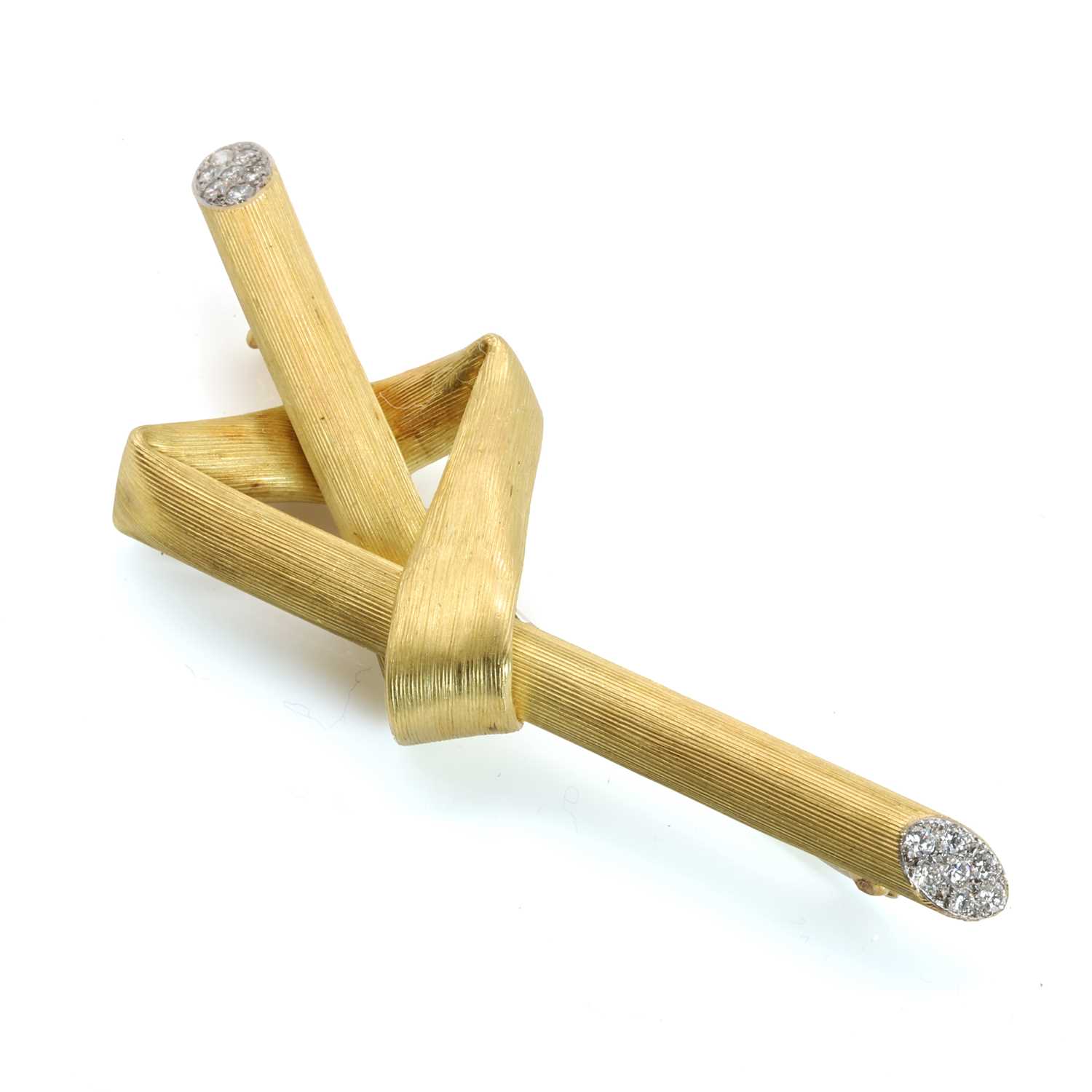Lot 108 - An 18ct gold and diamond 'Bow Straw Brooch', by Andrew Grima, c.1990's