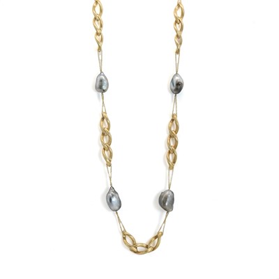 Lot 227 - A grey Keshi pearl gold necklace, by Yvel