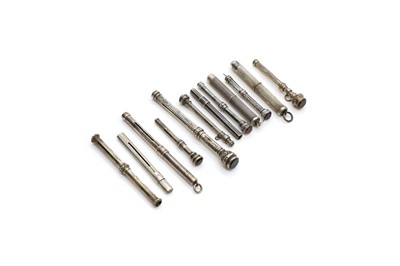 Lot 47 - A collection of silver propelling toothpicks