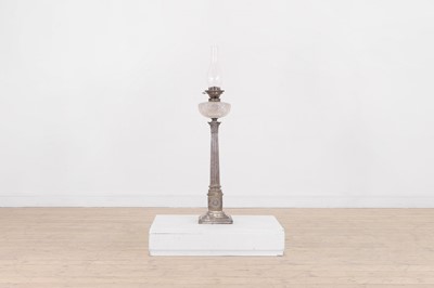 Lot 215 - A Victorian silver-plated oil lamp