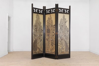 Lot 321 - An ebonised wooden screen