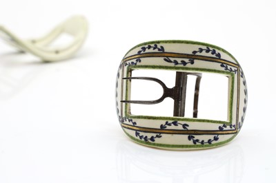 Lot 111 - A pair of creamware shoe buckles