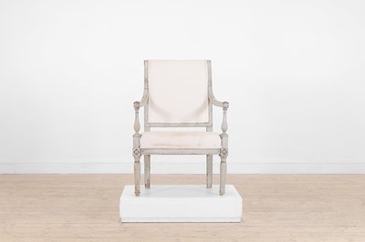 Lot 522 - A Louis XVI-style painted beech fauteuil