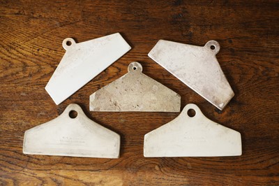 Lot 129 - A group of five ceramic wine bin labels