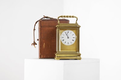 Lot 272 - A large brass carriage clock