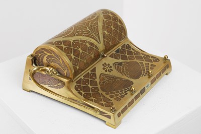 Lot 278 - An Art Nouveau rosewood and brass-inlaid desk stand