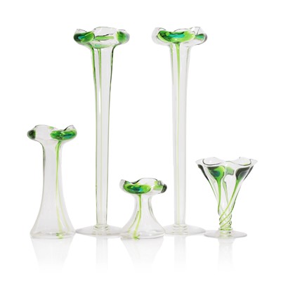 Lot 134 - A group of five Stuart & Sons 'Cairngorm' glass vases