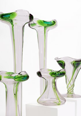 Lot 134 - A group of five Stuart & Sons 'Cairngorm' glass vases