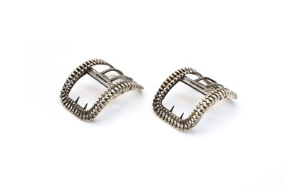 Lot 104 - A cased pair of George III silver shoe buckles