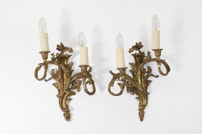 Lot 364 - A pair of Louis XV-style gilt-brass wall lights